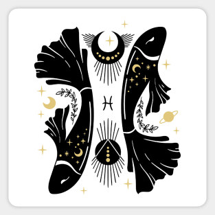 Black and Gold Zodiac Sign PISCES Sticker